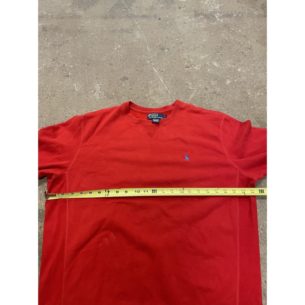 Polo Ralph Lauren Sweatshirt Mens Large Red Crewneck Pullover Blue Pony Made USA - Picture 15 of 16